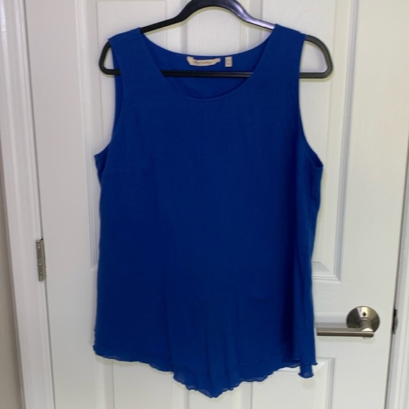 Soft Surroundings Royal Blue Cotton Tank with handkerchief hem- size large - Picture 1 of 7